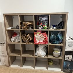Beautiful Rack. Wood. 58” x 58” x 15.5”.  Like new. 16 compartments. $59 OBO.