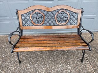 Refurbished Black cast iron garden bench