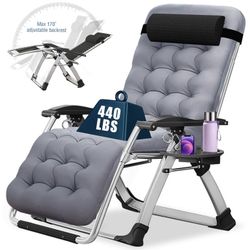 Zero Gravity Chair, Folding Portable Reclining Lounge Chair with Removable Cushion, Headrest, Reclining Patio Lounger Chair for Indoor,Outdoor