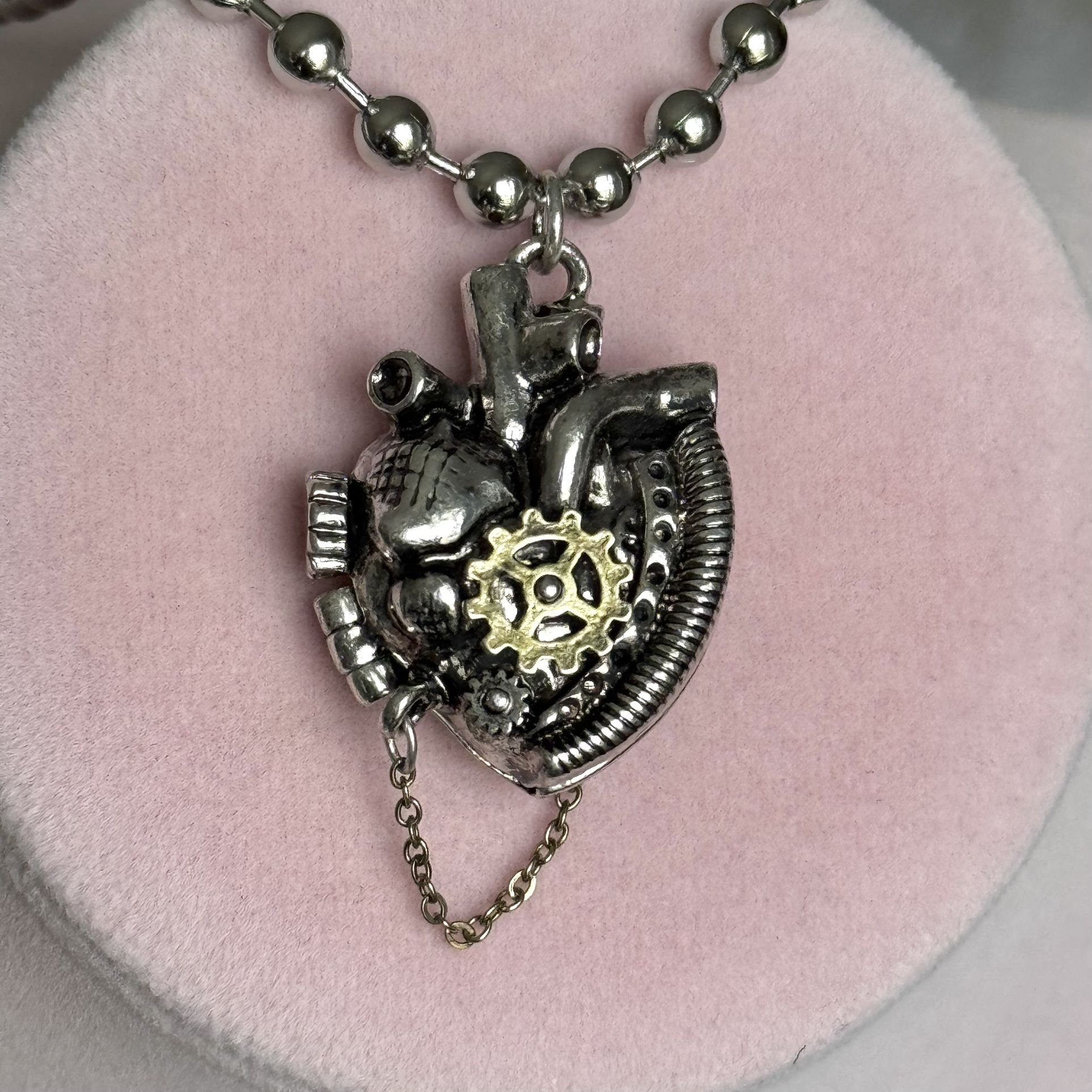 Heart Locket Pendant (Mixed Metals) On 18”inch stainless steel ball chain