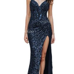 NEW Spaghetti Strap Sequin Prom Dresses with Slit 2025 Sparkly Lace Appliques Mermaid Formal Evening Gown for Women