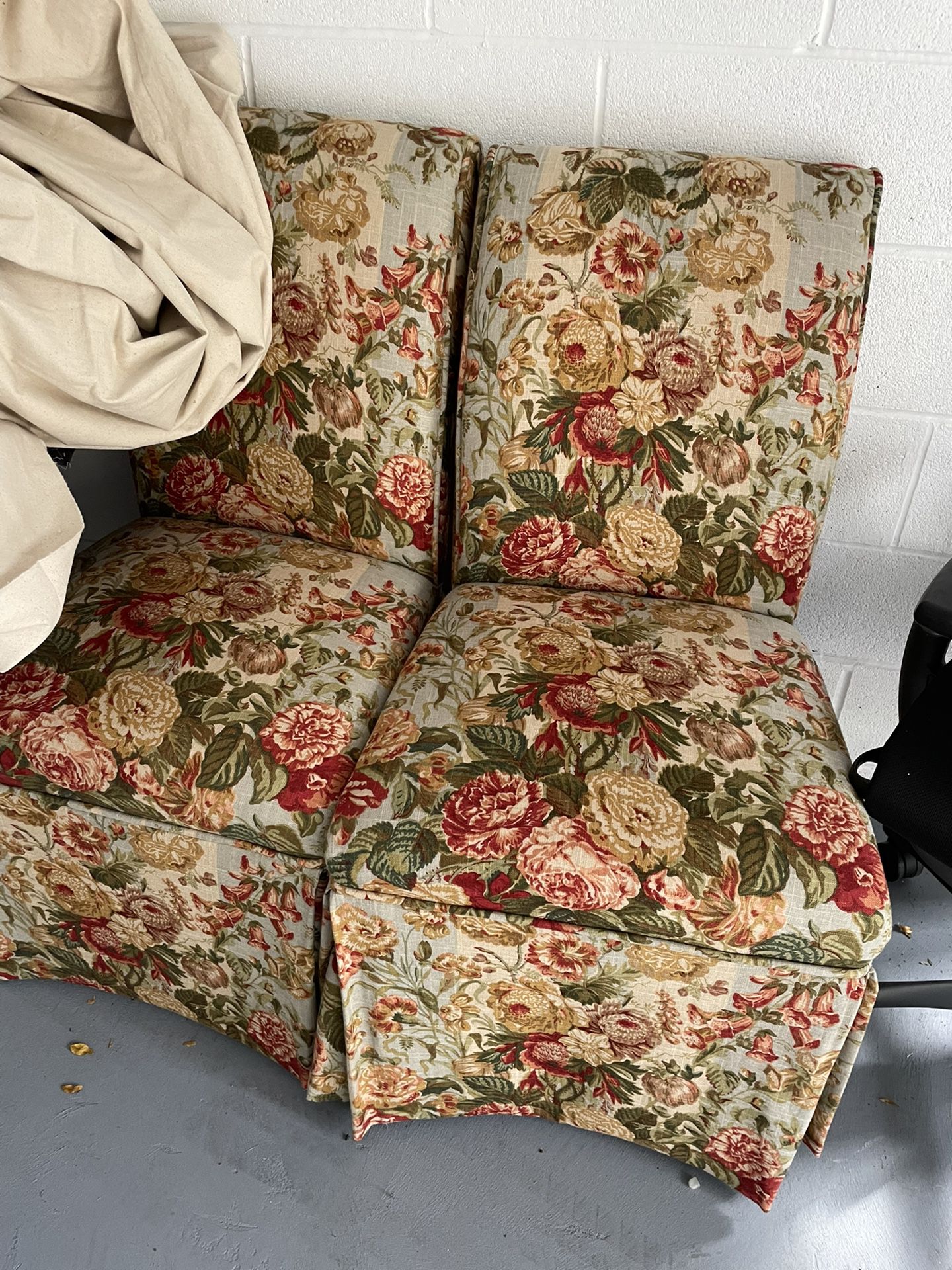 Floral Slip Covered Accent Chairs 
