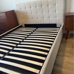 Bed frame with Storage - Queen Bed Frame Grey