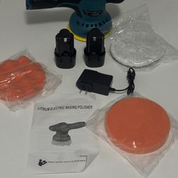 Cordless Car Buffer Polisher with 12V Lithium Rechargeable Battery*2, Cordless Polisher with 8 Variable Speeds, Cordless Buffer Polisher for Car Detai