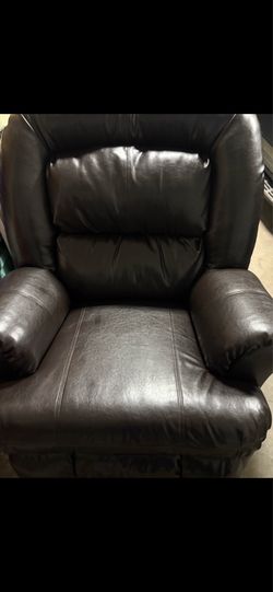 Brown faux leather recliner chair