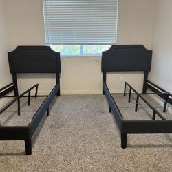 Twin Bed Frames Grey Upholstered Headboard