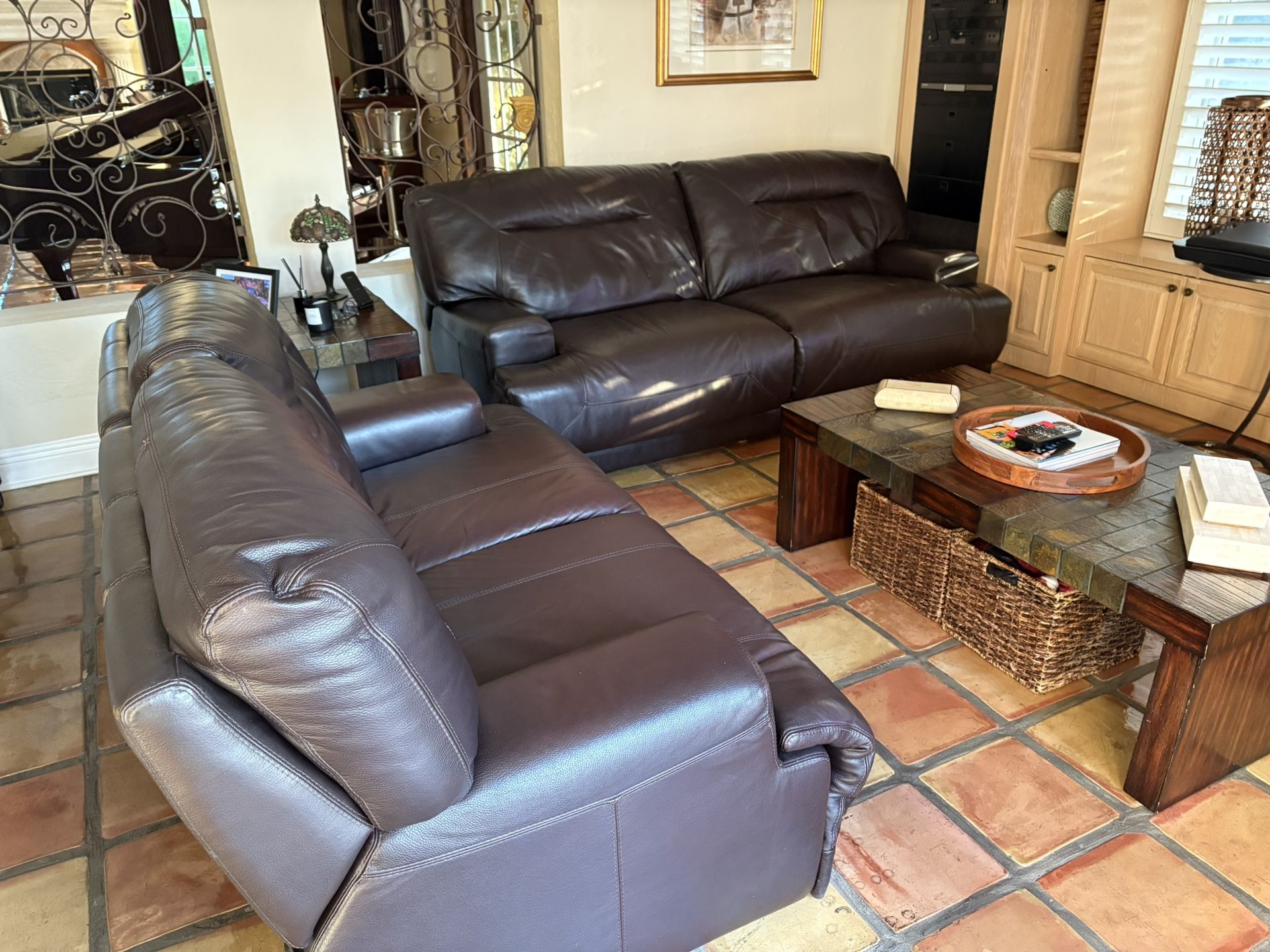 Leather Couch With Love Seat Dual Power Reclinging