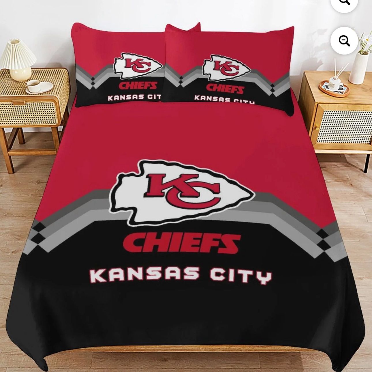 Kansas_City Football Microfiber Bedding Set, 3PC Soft Comforter Cover Set, Room Decor for Fans 90"x90"