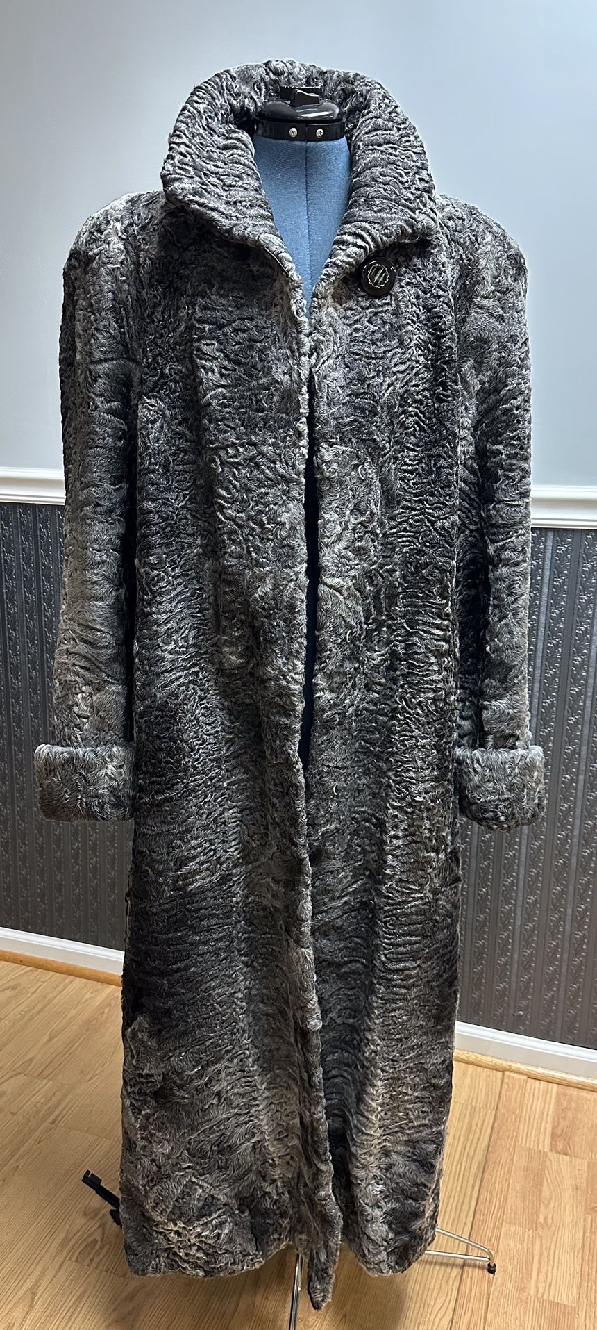 Karakul Salt And Pepper Real Fur Winter Coat