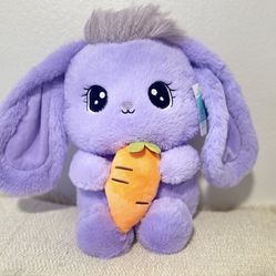 NEW with TAGS 15 inch Super Cute and Super Soft purple Bunny & Carrot Plush, Doll, Toy