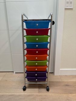10-Drawer Organizer Everyday Mobile Storage Utility Cart, Craft Organizer, Assorted