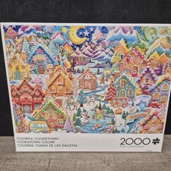 Buffalo Games Puzzle Colorful Cookietown, Christmas Puzzle 2000pcs. New, Sealed. See Description 