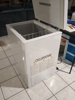 White Chest Freezer with Wire Basket