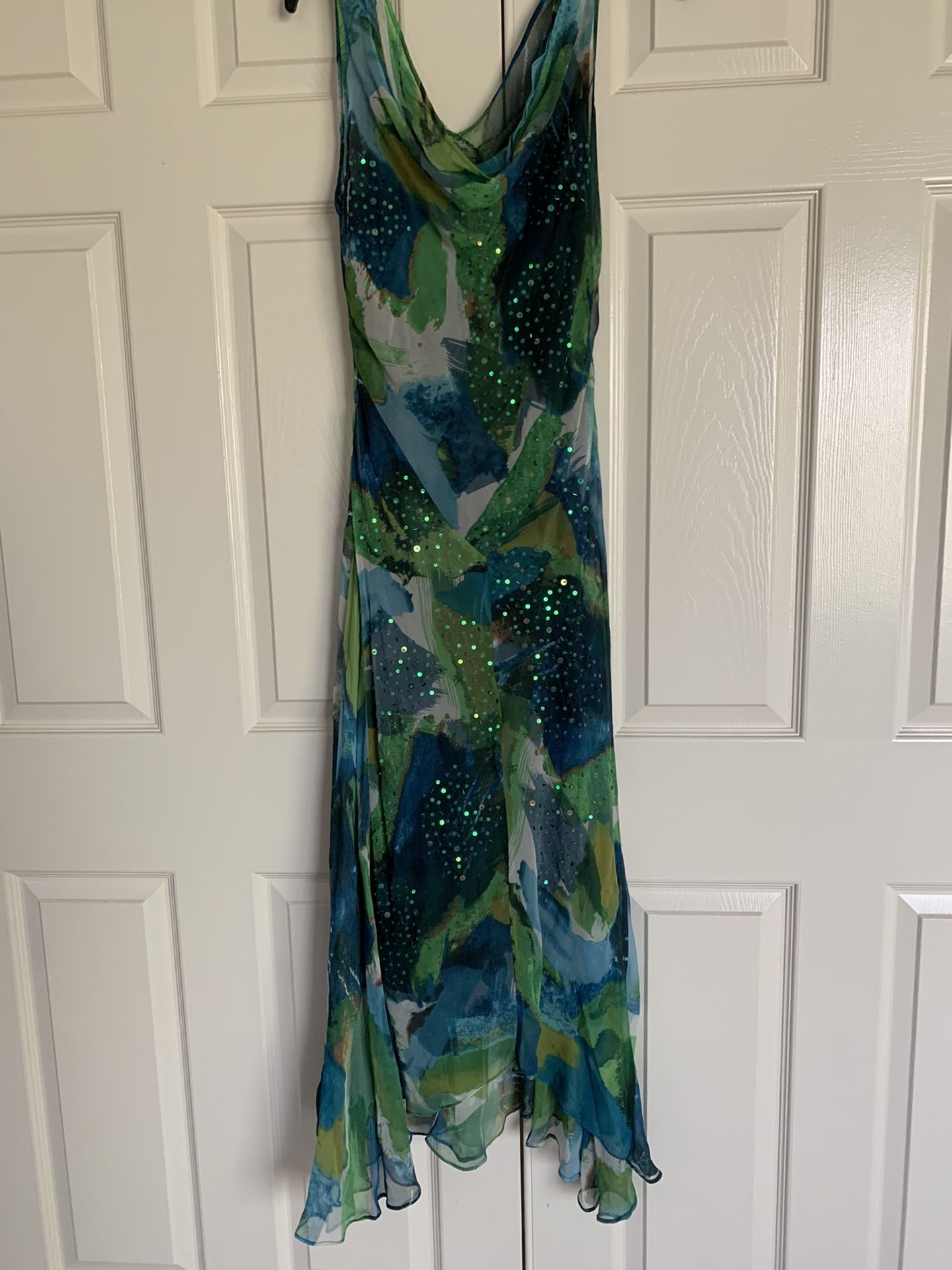 Beautiful Long Designer 100% Silk Dress Size 10