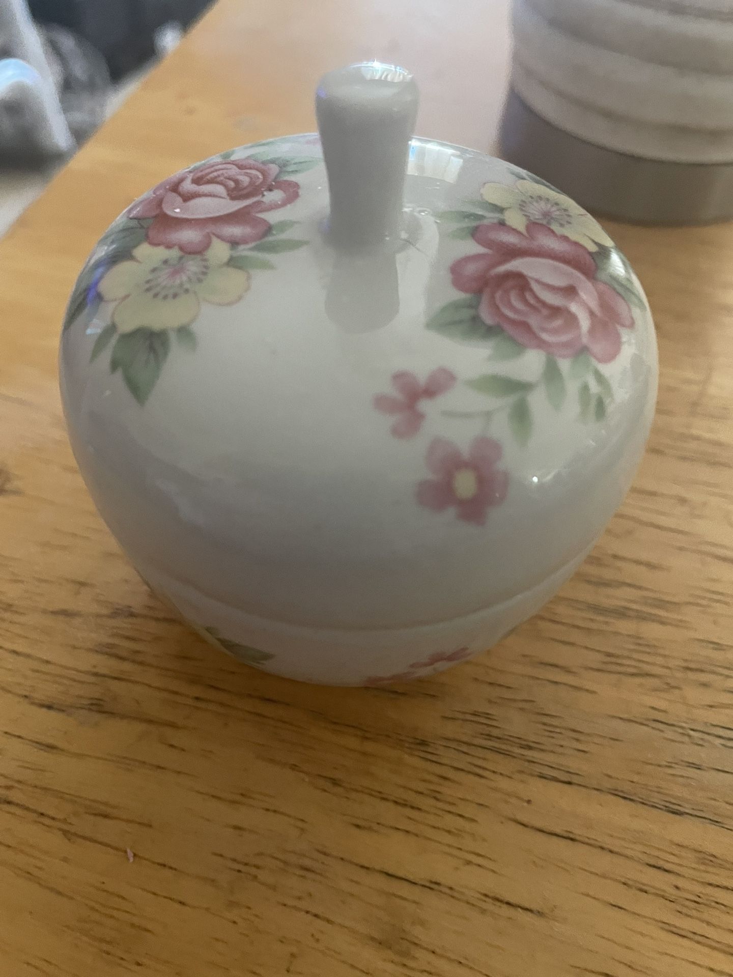trinket Holder With Flowers On It. $5.About 3 1/2 Inches High. No Chips No Cracks.