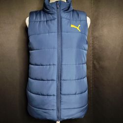Boys Navy Blue Puma Puffer Vest (Size M 10-12)