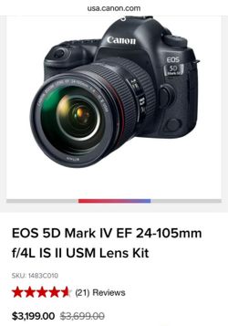 Canon EOS 5D Mark IV Full Frame Digital SLR Camera with EF 24-105mm f/4L is II USM Lens Kit