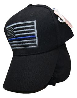 USA Thin Blue Line Support Law Enforcement Black Grey Cap