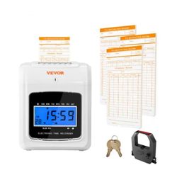 VEVOR Punch Time Clock, Time Tracker Machine for Employees of Small Business, 6 Punches per Day, Time Clock Punch Machine Includes 102 Time Cards, 1 I