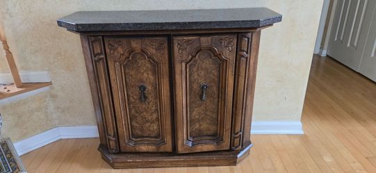 Wooden Corner Cabinet with Marble Top
