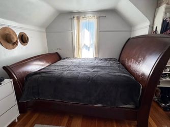 Solid wood king bed frame