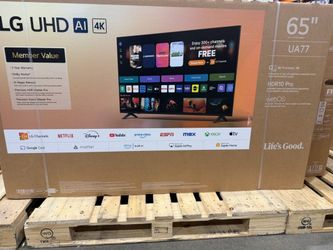 65" screen led smart 4k ultra HDTV by LG thinQ.  1 year warranty