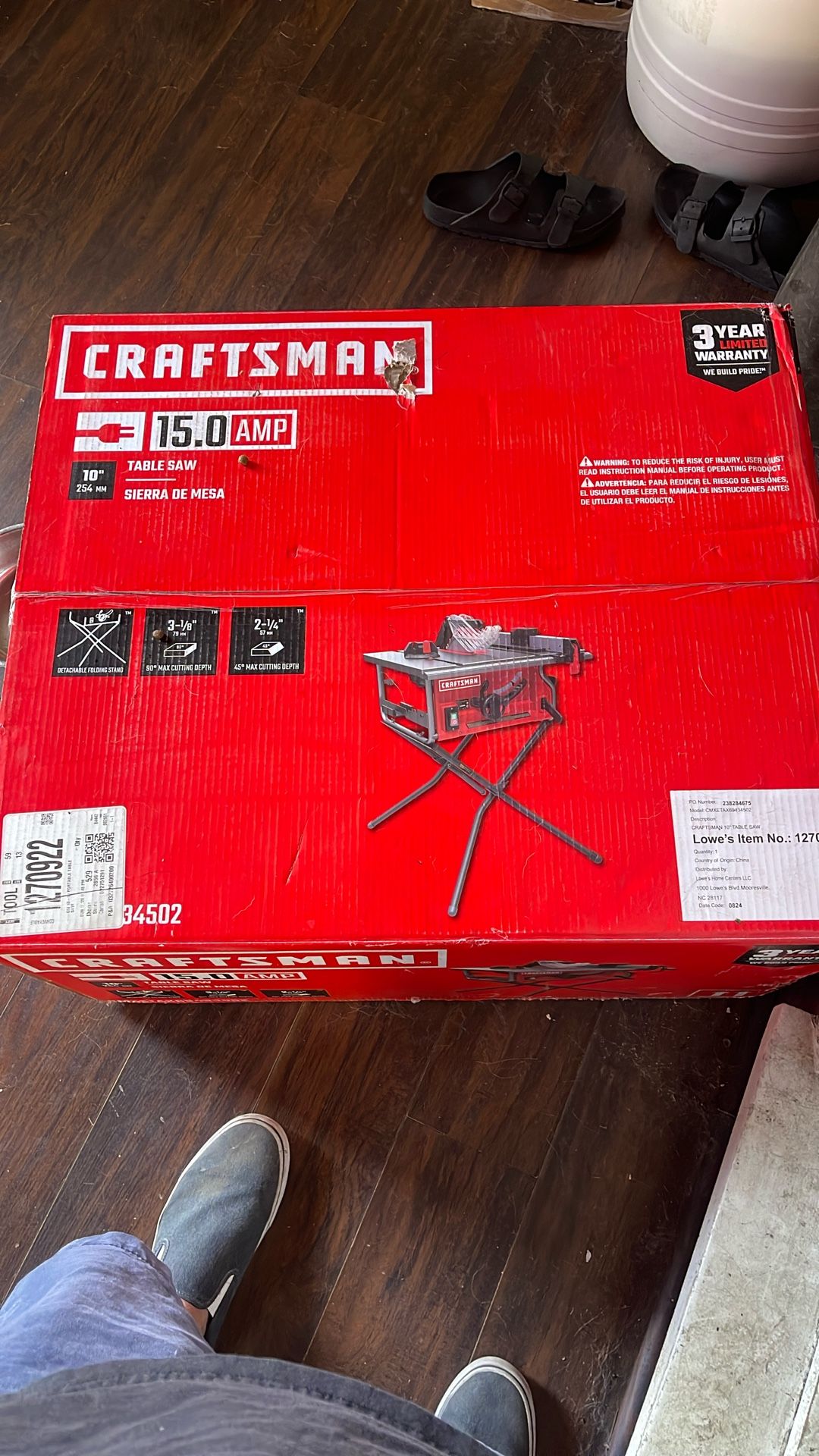 Craftsman 10-inch 15-amp 20-volt Table Saw Portable Bench Top Table Saw With Folding Stand