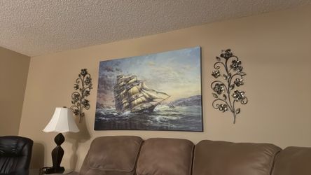 Clipper Ship Surprise Wall Art - Horizontal Canvas Wall Art - Living Room Wall Decor - Painting Sailing Ship Canvas Art - 60x40 By Nicky Boehme