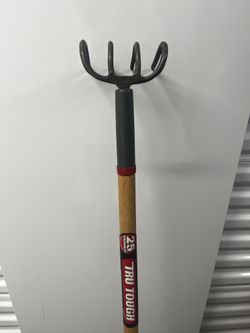 Truper TruTough 4 Tine Steel Rake Hoe With Wood Handle