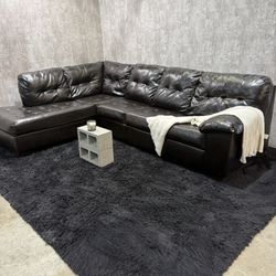 Dark Brown Leather Sectional Couch Free Delivery 