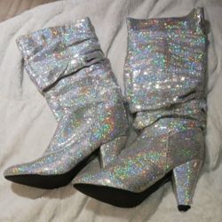 Truffle collection knee high Sequin boots UK sz 7 us sz 9. 