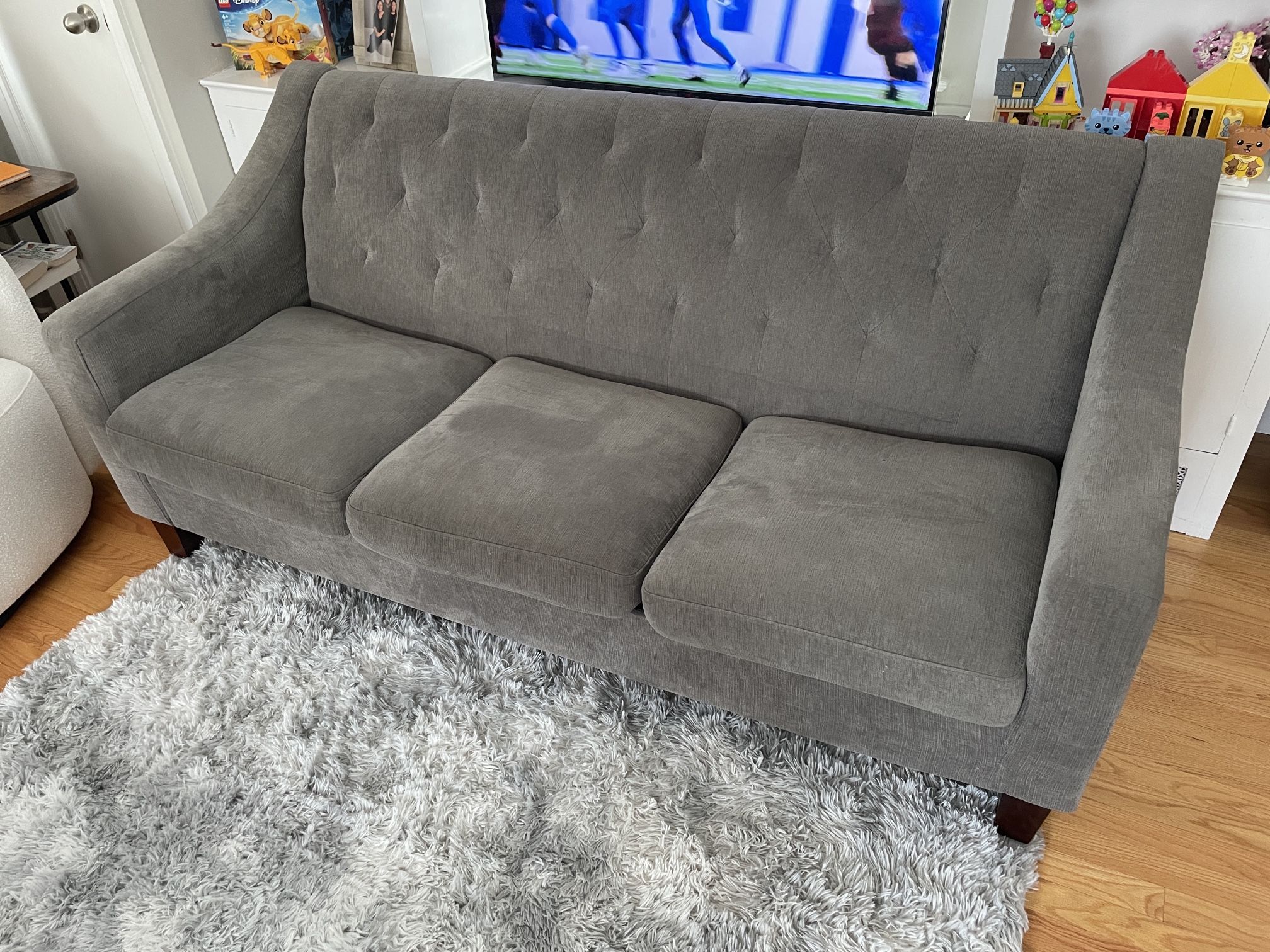 3-cushion lounge couch Target w/ 2 accent pillows