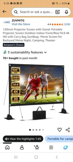 120 inch projector screen with stand new in box pick up in pomona $55