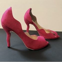 New ladies Luxury Fuchsia Stiletto Heel Open Toe Shoes Size 7-7.5.