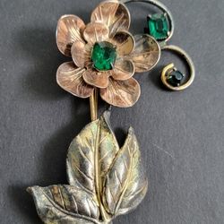 Vintage Sterling Silver Flower Brooch