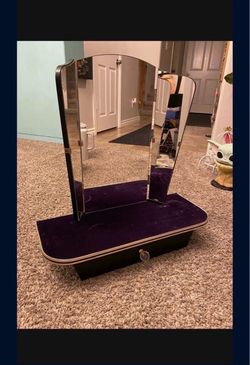 Refurbished Antique Hanging Wooden Vanity w/Tri-Fold Mirrors and Drawer