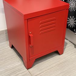 IKEA Red Metal Locker Style Nightstand
