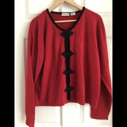 Red Cardigan Sweater 
