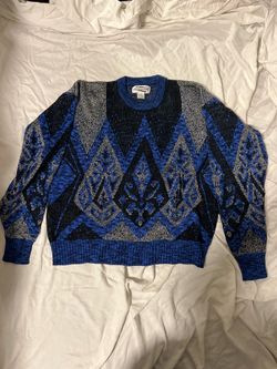 Blue geometric shape 80’s knitted sweater