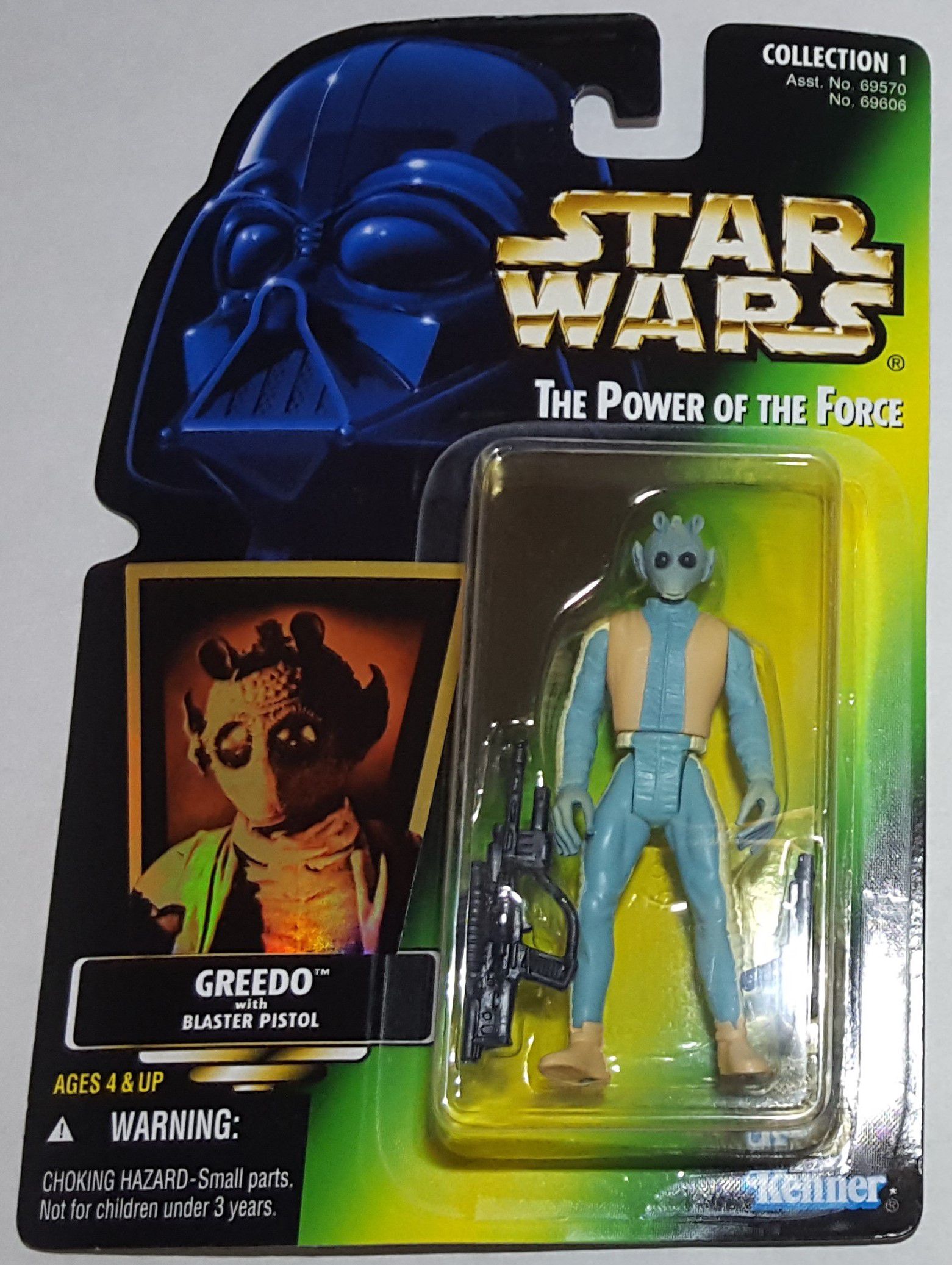 STAR WARS 1996 THE POWER OF THE FORCE GREEDO WITH BLASTER PISTOL ACTION FIGURE!