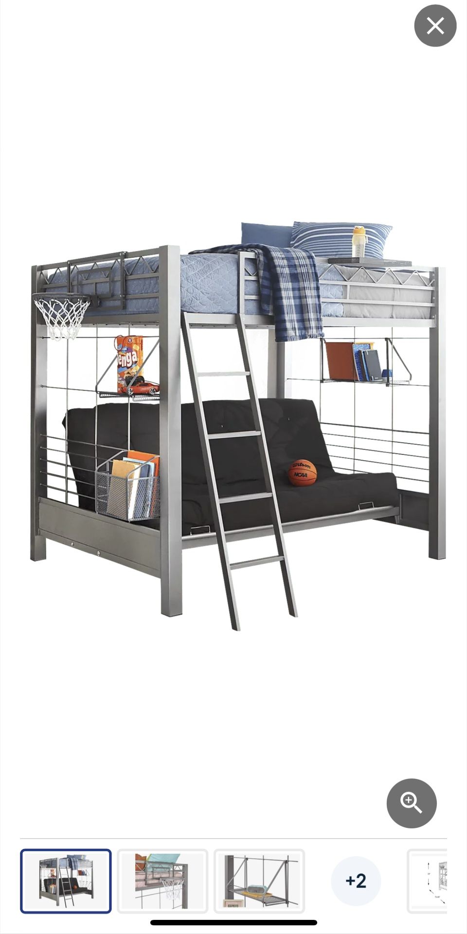 Build-A-Bunk Gray Full/Futon Loft Bed