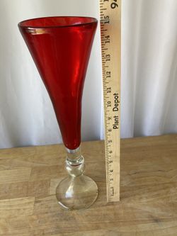 Floral Flower Glass Vase, no cracks or chips