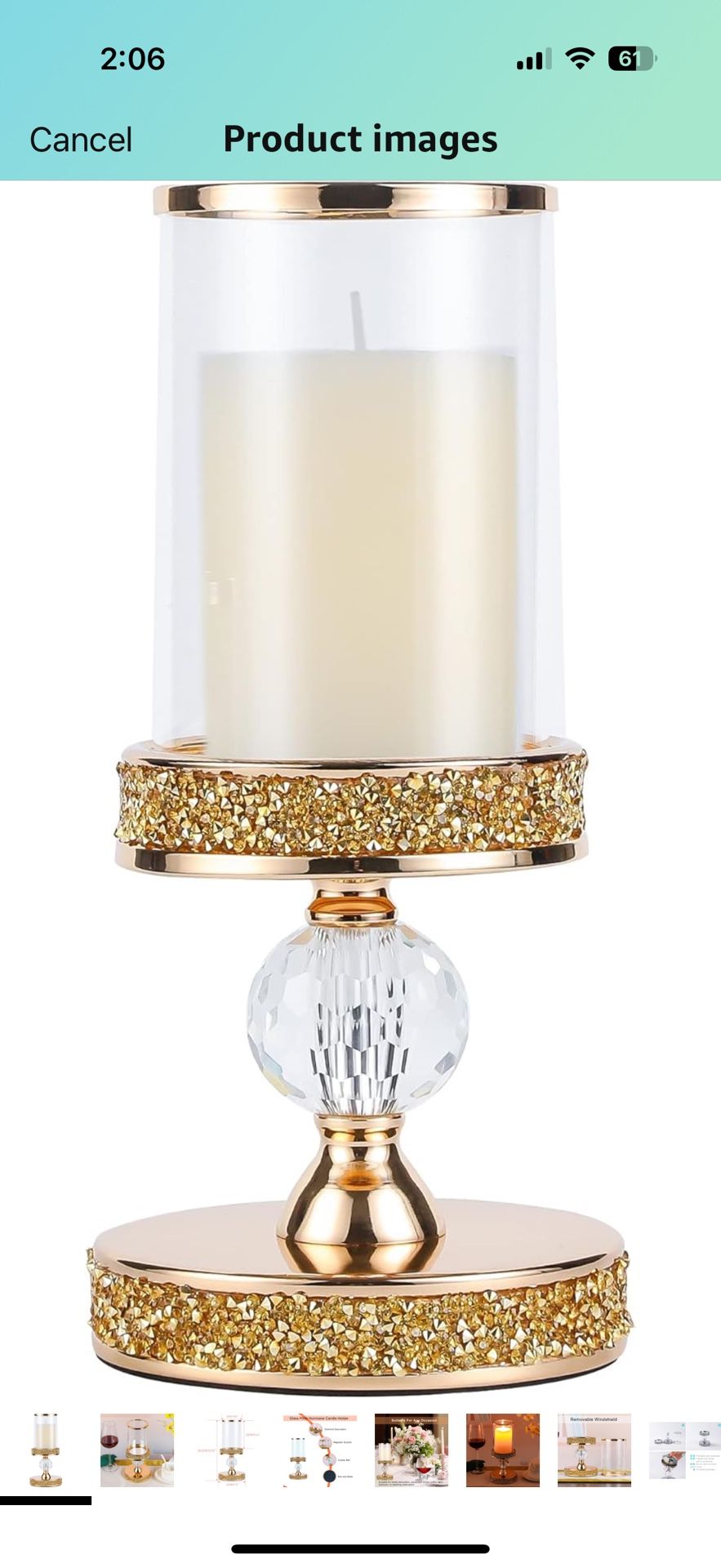 New Gold And Crystal Candle Holder Magnetic Hold