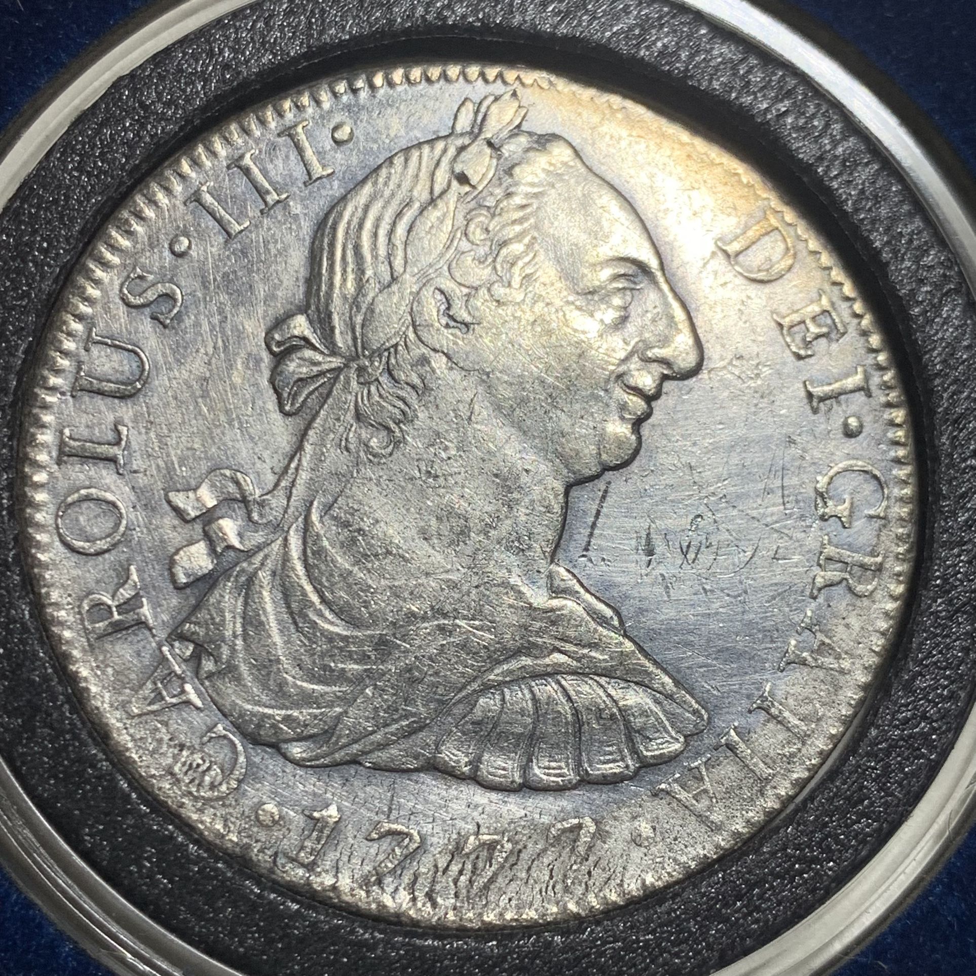 1777 Silver 8 Reales Charles III Coin W/ DDO