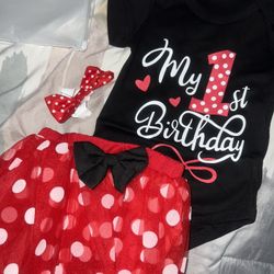 1st Minnie Mouse Birthday Outfit 12-18 Months