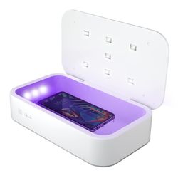 UV Phone Sanitizer and 15W Fast Wireless Charger with Soft Non-Slip Surface for Smartphones, Compatible with iPhones and Android Cellphones up to 7.7"