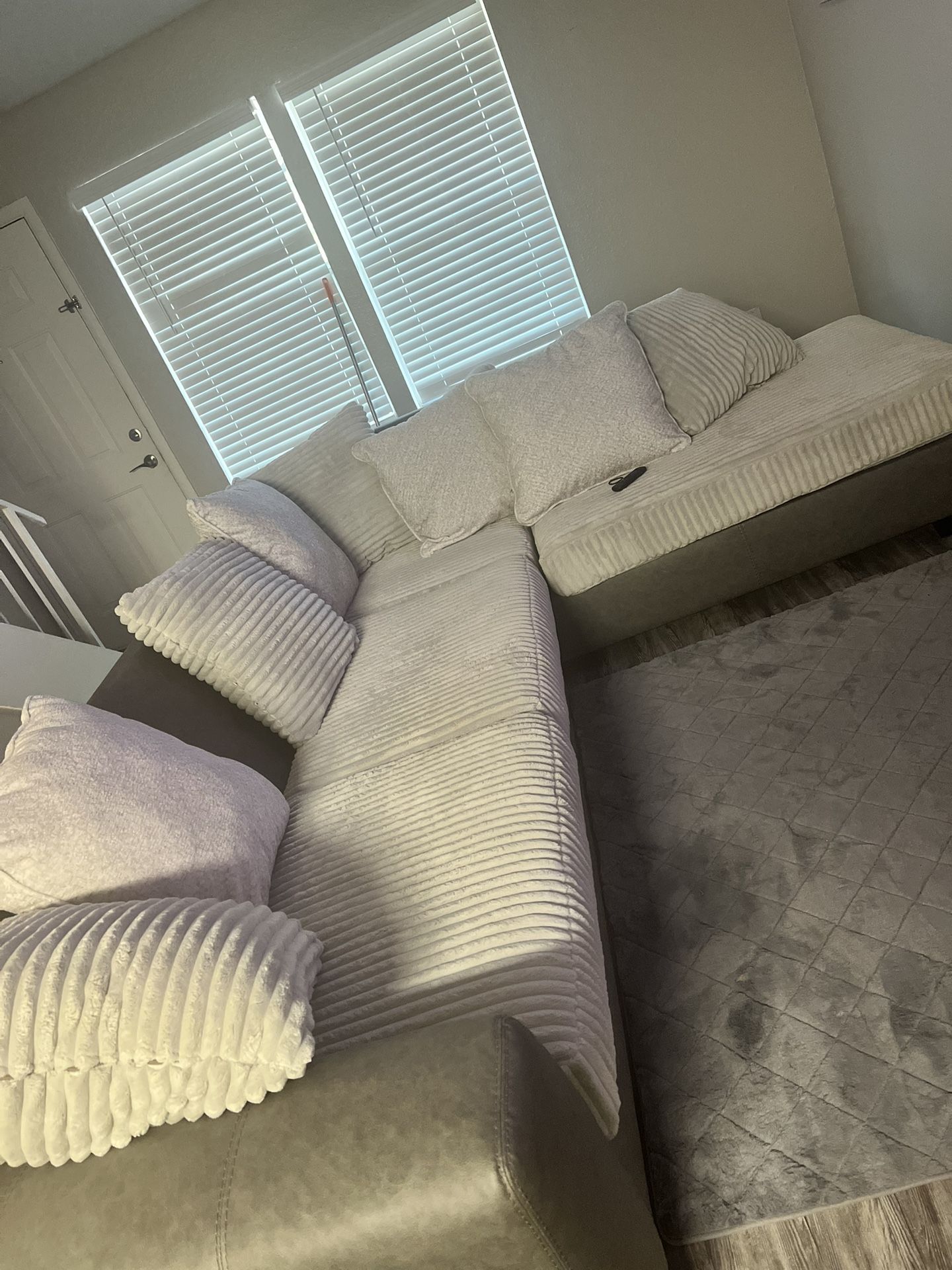 Gray And White Sectional