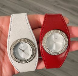 Guess Women's Cuff Watches – White & Red