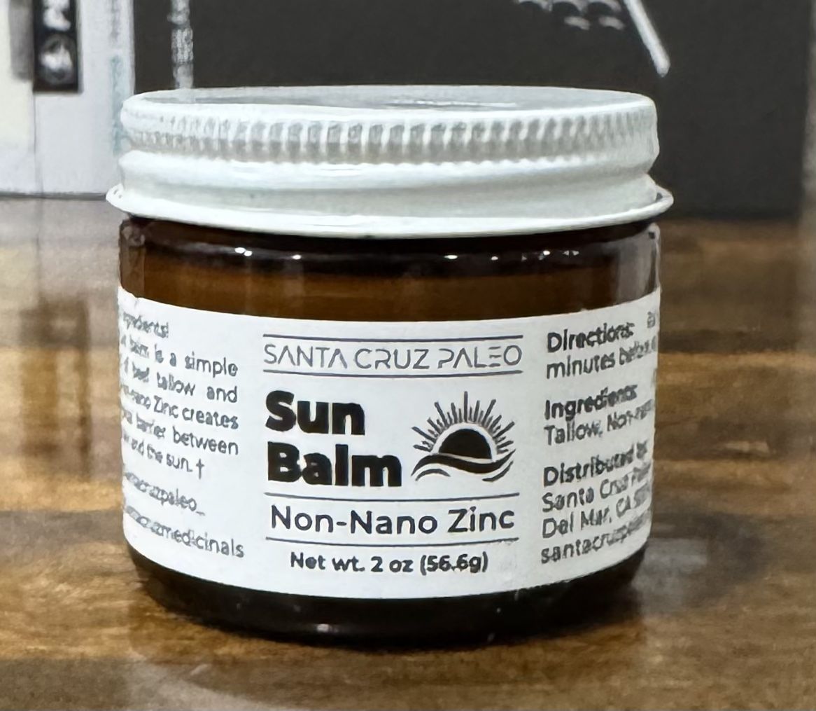 Santa Cruz Paleo, Beef Tallow Sun Balm with Non-Nano Zinc Oxide, Unscented 2oz