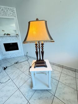 Vintage Ornate 3-Column Metal Table Lamp (32" Tall) - $25